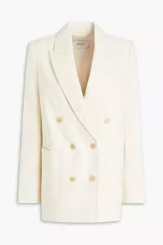 Двубортный пиджак из смесового льна ZIMMERMANN, слоновая кость