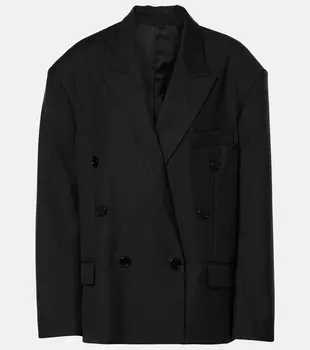 Двубортный пиджак из смесовой шерсти в клетку Klero Isabel Marant, цвет anthracite