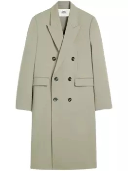 Двубортный пиджак из вирджинской шерсти AMI Paris, зеленый