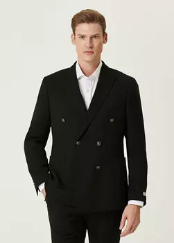 Двубортный пиджак из жаккардового джерси Drop 7 Beymen Collection, черный