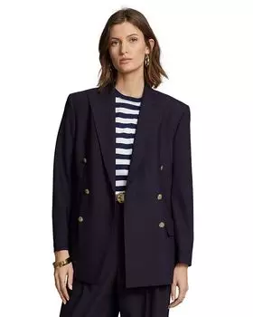 Двубортный пиджак Lauren Ralph Lauren из шерстяной смеси, синий
