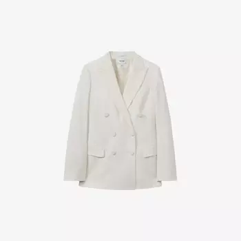 Двубортный пиджак Leanna из смесовой шерсти Reiss, белый