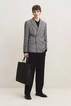 Двубортный пиджак обычного кроя. H&M, черный