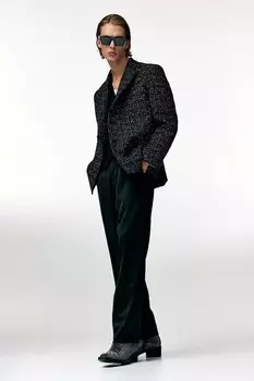 Двубортный пиджак обычного кроя H&M, черный