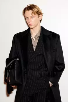 Двубортный пиджак обычного кроя H&M, черный