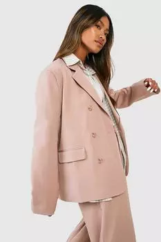Двубортный пиджак оверсайз Boohoo, кэмел
