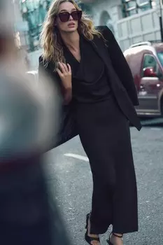 Двубортный пиджак оверсайз ZARA, черный