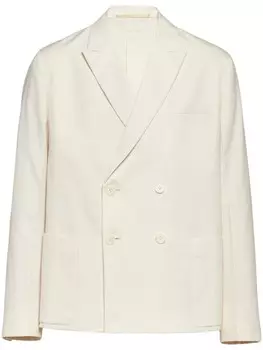 Двубортный пиджак Prada, нейтральный цвет