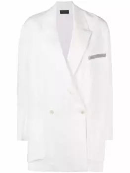 Двубортный пиджак с эффектом металлик Fabiana Filippi, белый