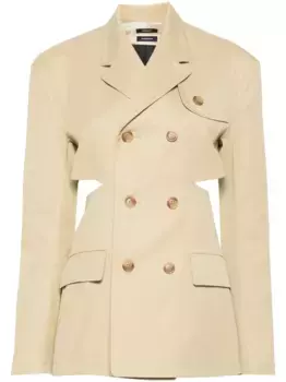 Двубортный пиджак с открытой спиной R13, нейтральный