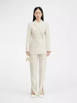 Двубортный пиджак с перекрестным кроем JACQUEMUS The Tibau jacket, белый