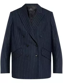 Двубортный пиджак с полосатым принтом от PS Paul Smith, синий