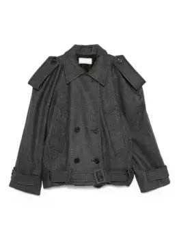 Двубортный пиджак с поясом LITKOVSKA, серый