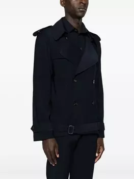 Двубортный пиджак с поясом Patrizia Pepe, синий