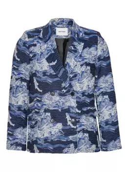 Двубортный пиджак с принтом Henrik Vibskov, синий