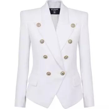 Двубортный пиджак строгого кроя BALMAIN, белый