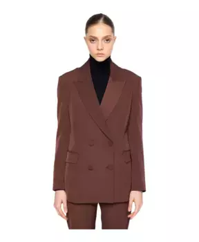 Двубортный пиджак строгого кроя с заостренными лацканами Silvian Heach, коричневый