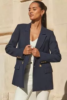 Двубортный пиджак свободного кроя Sosandar, синий