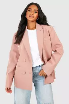 Двубортный пиджак свободного кроя строгого кроя boohoo, розовый