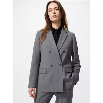 Двубортный пиджак Uniqlo женский, небесно-серый