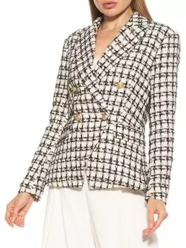 Двубортный пиджак в клетку Alexia Admor, слоновая кость
