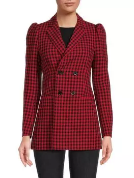 Двубортный пиджак в клетку Redvalentino, цвет Red Kiss