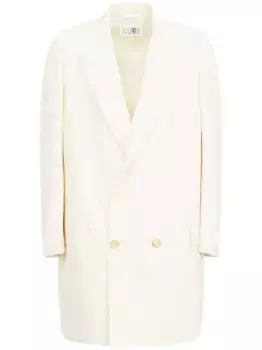 Двубортный пиджак в тонкую полоску MM6 Maison Margiela, нейтральный