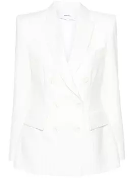 Двубортный пиджак в тонкую полоску с эффектом металлик Alex Perry, белый