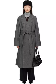 Двубортный поясной плащ Le17Septembre, серый