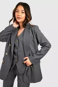 Двубортный приталенный пиджак свободного кроя Marl boohoo, серый