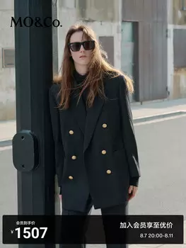 Двубортный ретро-блейзер Moco с золотыми пуговицами, черный