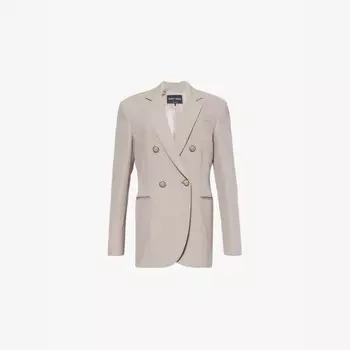 Двубортный шелковый блейзер классического кроя. Giorgio Armani, серый