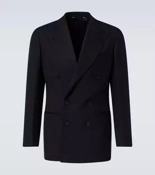 Двубортный шелковый блейзер Saman Amel, черный