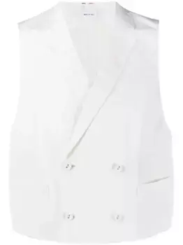 Двубортный шелковый жилет THOM BROWNE, нейтральный