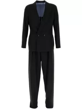 Двубортный шерстяной костюм Giorgio Armani, черный