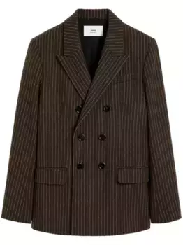 Двубортный шерстяной пиджак AMI Paris, коричневый