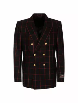 Двубортный шерстяной пиджак Gucci