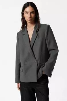 Двубортный шерстяной пиджак & Other Stories, серый