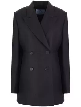 Двубортный шерстяной пиджак Prada, синий