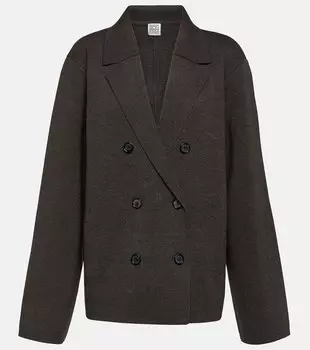 Двубортный шерстяной пиджак Toteme, коричневый