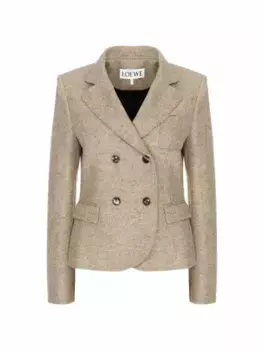 Двубортный шерстяной жакет Loewe, коричневый