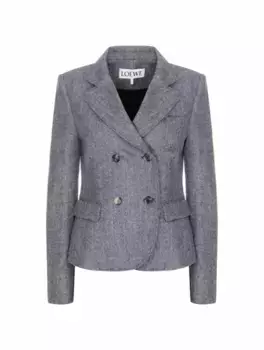 Двубортный шерстяной жакет Loewe, синий