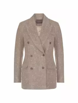 Двубортный шерстяной жакет Lorena Antoniazzi, бежевый