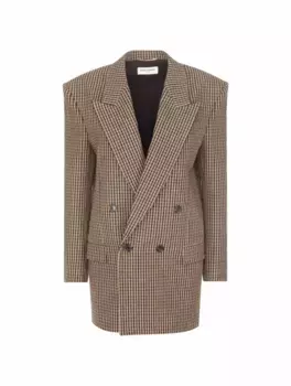 Двубортный шерстяной жакет Saint Laurent, мультиколор