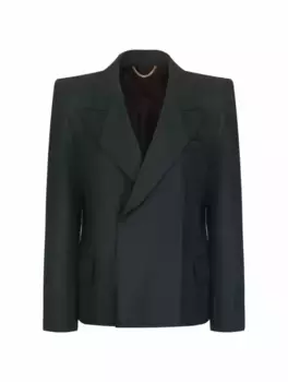 Двубортный шерстяной жакет Victoria Beckham, зелёный