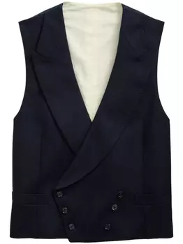 Двубортный шерстяной жилет Ralph Lauren Purple Label, синий