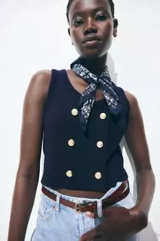 Двубортный свитер H&M, синий