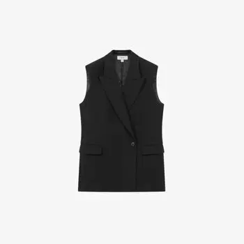 Двубортный тканый жилет Thea без рукавов Reiss, черный