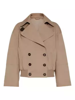 Двубортный тренч Brunello Cucinelli, коричневый