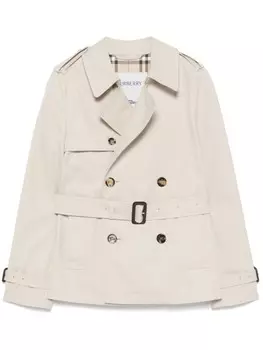 Двубортный тренч Burberry, нейтральный цвет